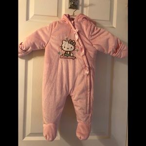 Hello Kitty One Piece Hoodie Pink Jumpsuit Baby Girl Size 6/9 months
